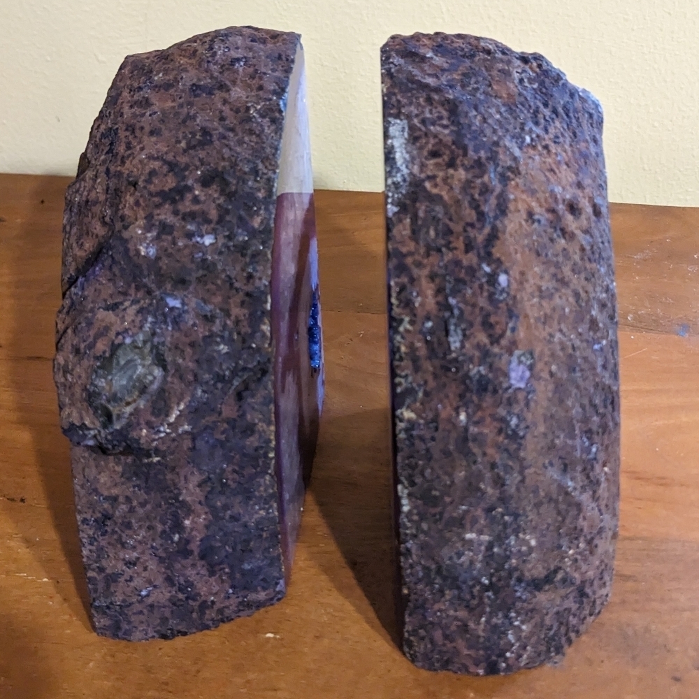 Purple Agate Geode Sections Bookends 2pcs, Large w/ Lots of Sparkly Druzy! - Picture 10 of 13